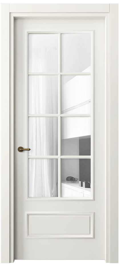 Межкомнатная дверь Париж 8112 Матовый жемчужный Прозрачное стекло Цена 76999 ₽| Volhovec