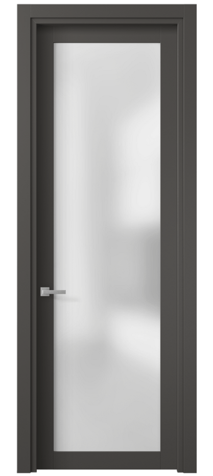 Межкомнатная дверь Планум 2102 ПЭТ графитовый Сатинированное стекло Цена 27659 ₽ | Volhovec