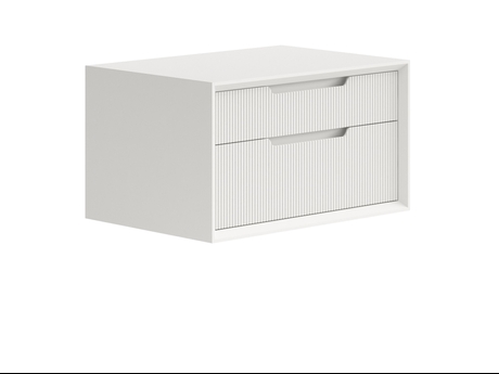 Мебель Тумба подвесная прикроватная Вельвет 2 ящика. Цвет Матовый тёплый серый. Материал Гладкая эмаль. Коллекция Тумба подвесная прикроватная Вельвет 2 ящика. Картинка.