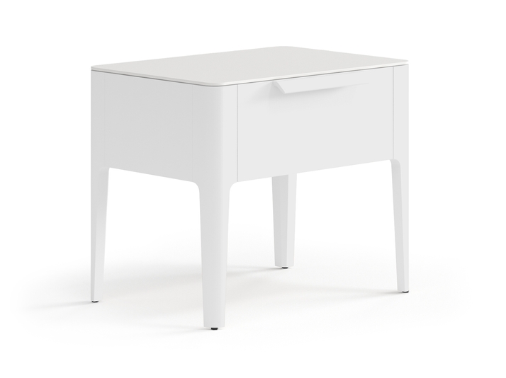 Мебель Тумба прикроватная Пьега 1 ящик. Цвет Матовый светло-серый. Материал Гладкая эмаль. Коллекция Тумба прикроватная Пьега 1 ящик. Картинка.