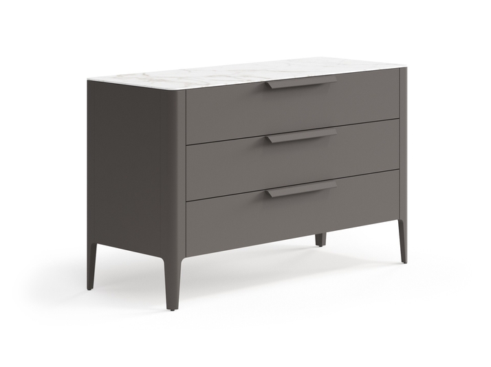 Мебель Комод Пьега 3 ящика. Цвет Матовый антрацит. Материал Гладкая эмаль. Коллекция Комод Пьега 3 ящика. Картинка.