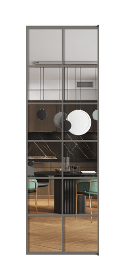 Дверь межкомнатная АЛПЛ040.05 Crystalvision АКЛС. Цвет Алюминий классический серый. Материал Алюминий в эмали. Коллекция Формато. Картинка.