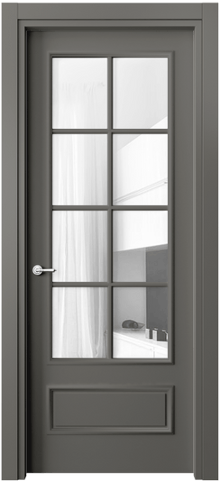 Дверь межкомнатная 8112 МКЛС Прозрачное стекло. Цвет Матовый классический серый. Материал Гладкая эмаль. Коллекция Париж. Картинка.